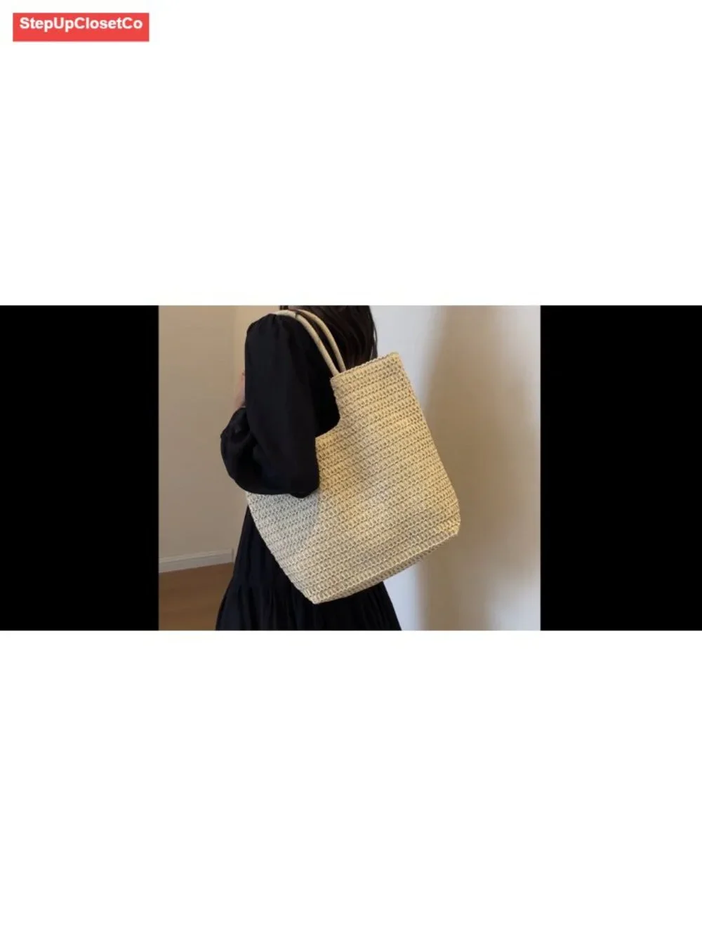 Straw Woven Beach Tote Hobo with Zipper, Women Vacation Shoulder Bag